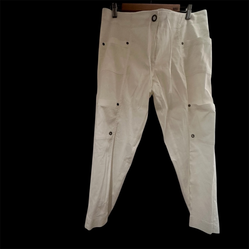 Elevated Organic Linen Blend Eileen Fisher White Utility Cargo Pants Size 14